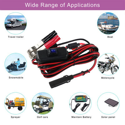 Sae Charging Wire Extension Cable With 12v on Off Power Switch 14awg to Alligator Clip 2pin Quick Battery Battery Clamps