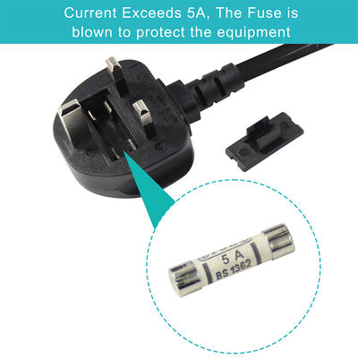 3-Core British Plug Power Cord – Pre-Stripped Ends with Tinned Conductors for Secure Connections
