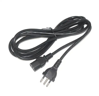Black Industrial Grade Waterproof Swiss 3-Prong to Straight C13 Power Cable with Safety Shutter for Computer/Servers