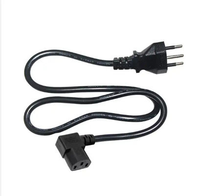 Black Industrial Grade Waterproof Swiss 3-Prong to Straight C13 Power Cable with Safety Shutter for Computer/Servers