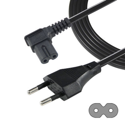 EU 2Pin to Angled C7 Power Cord for Laptop/Monitor/TV VDE Approved Insulation Material PVC/Rubber