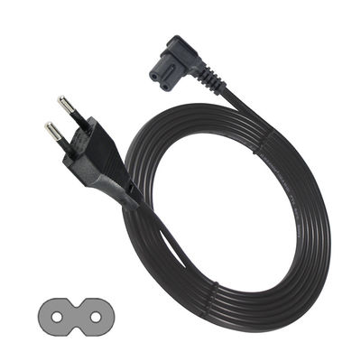 EU 2Pin to Angled C7 Power Cord for Laptop/Monitor/TV VDE Approved Insulation Material PVC/Rubber