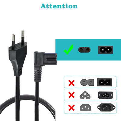 EU 2Pin to Angled C7 Power Cord for Laptop/Monitor/TV VDE Approved Insulation Material PVC/Rubber