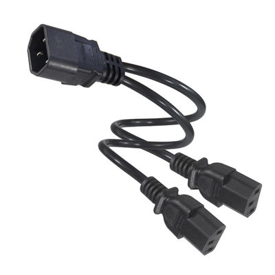 16AWG Heavy Duty C14 to 2xC13 Power Cord for Server/Industrial Equipment 300V 10A ROHS Certified 3 Prong Plug