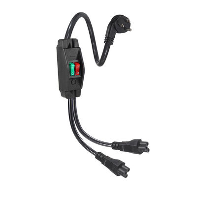 Premium Heavy Duty Right Angle NEMA 5-15P to Dual IEC C5 Power Splitter with Switch for Home Office Electronics 125V 10A