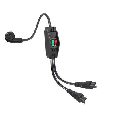 Premium Heavy Duty Right Angle NEMA 5-15P to Dual IEC C5 Power Splitter with Switch for Home Office Electronics 125V 10A