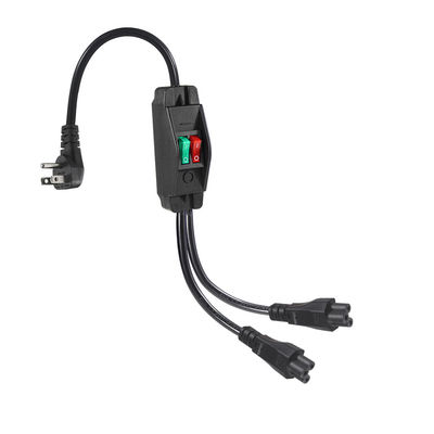 Premium Heavy Duty Right Angle NEMA 5-15P to Dual IEC C5 Power Splitter with Switch for Home Office Electronics 125V 10A
