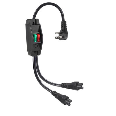 NEMA 5-15P to Dual IEC C5 Power Splitter with Switch 125V 10A