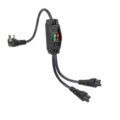 Premium Heavy Duty Right Angle NEMA 5-15P to Dual IEC C5 Power Splitter with Switch for Home Office Electronics 125V 10A