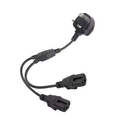 UK Plug Dual C15 Power Cord Industrial Grade 16A 250V 1.5M for Server Rack/Data Center Use