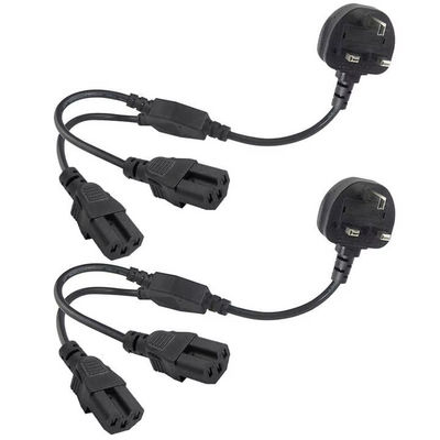 UK Plug Dual C15 Power Cord Industrial Grade 16A 250V 1.5M for Server Rack/Data Center Use