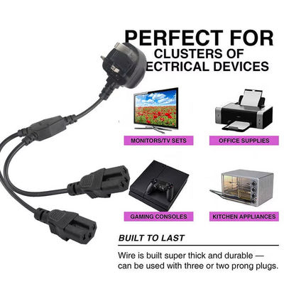 UK Plug Dual C15 Power Cord Industrial Grade 16A 250V 1.5M for Server Rack/Data Center Use
