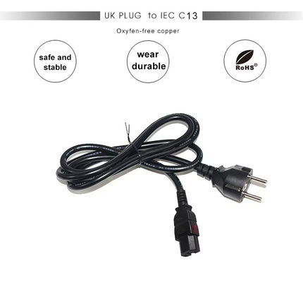 Certified EU 2Pin to C15 Power Cord 10A 250V with VDE/CE Safety for Home Appliance & Server Rack (1.2M Heavy Duty)
