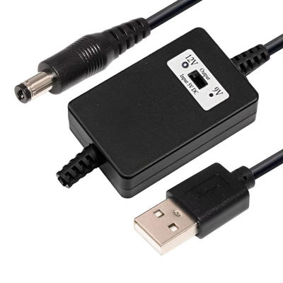 USB A Male to DC5.5*2.1mm Voltage Step Up Cable 5V to 9V/12V Converter for Power Supply Devices with Overload Protection