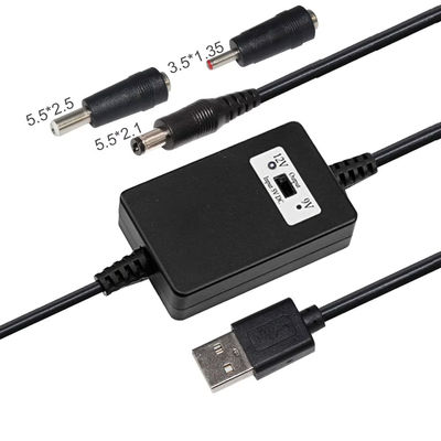 USB A Male to DC5.5*2.1mm Voltage Step Up Cable 5V to 9V/12V Converter for Power Supply Devices with Overload Protection