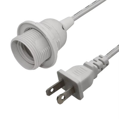 Durable Flame-Retardant Plug Adapter Cable with E26 Light Bulb Socket and Inline Dimmer Switch, NEMA 1-15P to E26 Converter