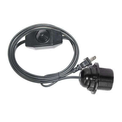 Durable Flame-Retardant Plug Adapter Cable with E26 Light Bulb Socket and Inline Dimmer Switch, NEMA 1-15P to E26 Converter