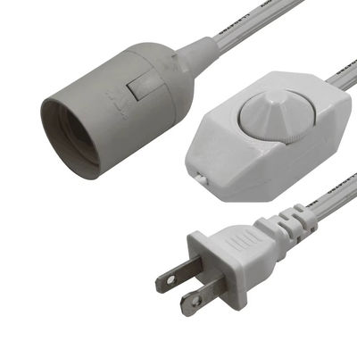 NEMA 1-15P to E27 Converter Cable with Adjustable Dimmer Switch for Lamp Holder Socket 3-Prong Plug 15A 250V