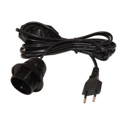 Adjustable EU Plug E26 Bulb Holder Cable with Rotary Dimmer Switch for Home Lighting, 250V 4A CE Certified (black)