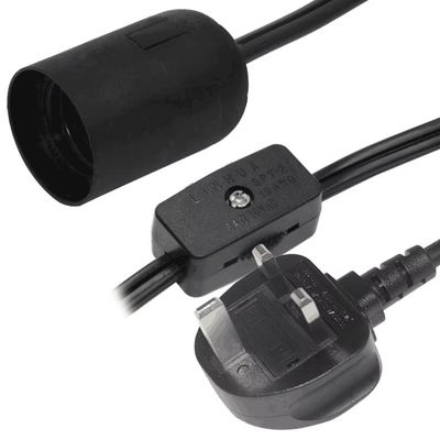 UK Plug to E27 Socket Adapter with On/Off Switch 10A 250V