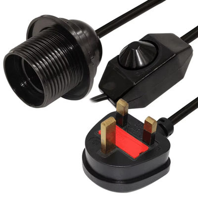 E26 UK Plug Socket Dimmable Bulb Adapter Cable for Table Lamp Ceiling Light, Brass Contact, 5A 250V