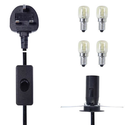 E14 Lamp Socket Converter Cable with UK Plug & 303 Switch, 250V 3A for Vintage Lighting Fixtures