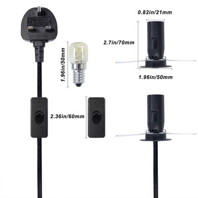 E14 Lamp Socket Converter Cable with UK Plug & 303 Switch, 250V 3A for Vintage Lighting Fixtures