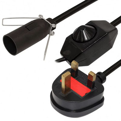 UK Plug E14 Bulb Holder Adapter Cable With Adjustable Dimmer Switch & CE Certification - BS1363 Standard Safety Lighting Accessories