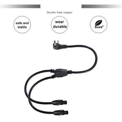 PowerCON Y Splitter Cable NEMA 5-15P to Dual PowerCON Out  1 Male to 2 Female for Stage Lighting and Audio Equipment
