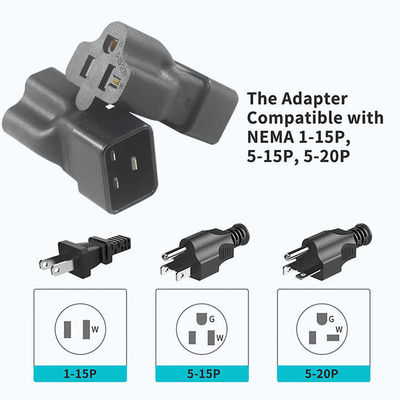 NEMA 5-15R to IEC 320 C20 Converter Plug Adapter for Data Center/Industrial Use, 250V 15A Durable Power Connector 