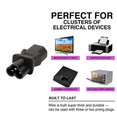 C13 to C6 Power Plug Adapter 10A 250V for Data Center Equipment