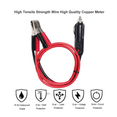 12V/24V Cigarette Lighter to Battery Clips Adapter Cable 15A