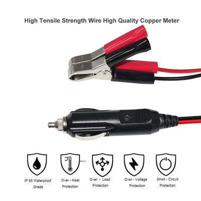12V/24V Cigarette Lighter to Battery Clips Adapter Cable 15A