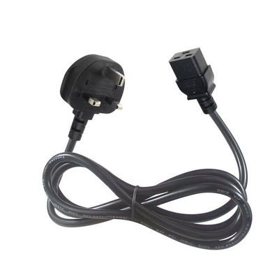 UK to C19 Heavy Duty Power Cord Cable for Data Centers 16A 250V 14AWG 1.2M black BS1363 Safety Certified