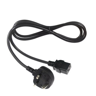 UK to C19 Heavy Duty Power Cord Cable for Data Centers 16A 250V 14AWG 1.2M black BS1363 Safety Certified