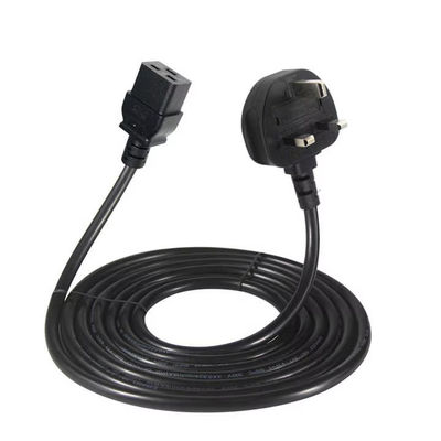 UK to C19 Heavy Duty Power Cord Cable for Data Centers 16A 250V 14AWG 1.2M black BS1363 Safety Certified