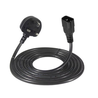 UK to C14 Power Cord 1.2M  250V 10A 16AWG Shielded Cable for UPS/Server Rack/Medical Device (IP67/RoHS/BS1363)