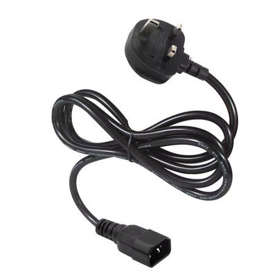 UK to C14 Power Cord 1.2M  250V 10A 16AWG Shielded Cable for UPS/Server Rack/Medical Device (IP67/RoHS/BS1363)