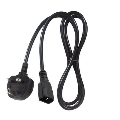 UK to C14 Power Cord 1.2M  250V 10A 16AWG Shielded Cable for UPS/Server Rack/Medical Device (IP67/RoHS/BS1363)
