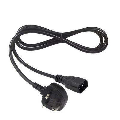 UK to C14 Power Cord 1.2M  250V 10A 16AWG Shielded Cable for UPS/Server Rack/Medical Device (IP67/RoHS/BS1363)