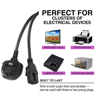 UK Standard C15 Power Cord Heavy Duty Kettle Lead 3-Pin Plug to IEC C15 Cable for Water Boiler Coffee Machine with Options
