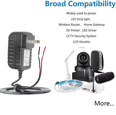 US Plug AC Power Cord to Bare Wire – 2 Prong NEMA 1-15P to Stripped End Cable for LED Driver/ Power Supply/ DIY