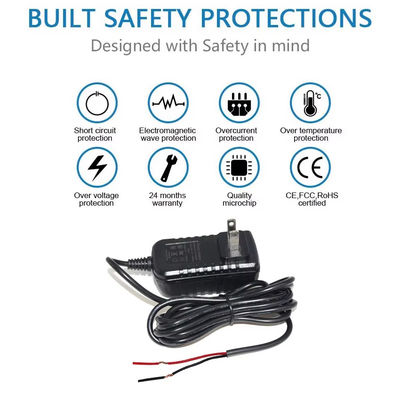 US Plug AC Power Cord to Bare Wire – 2 Prong NEMA 1-15P to Stripped End Cable for LED Driver/ Power Supply/ DIY