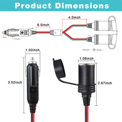 12V 24V Dual Socket Car Cigarette Lighter Splitter Adapter Extension for SUV Truck Van Power Supply Charger Power Expansion