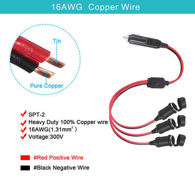 Triple Socket Car Cigarette Lighter Splitter Adapter with Switches for 12V/24V Vehicle Charger Power Expansion