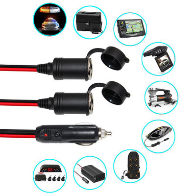 2 in 1 Car Cigarette Lighter Plug to Dual Female Socket Splitter Adapter for 12V/24V Vehicle Power Extension