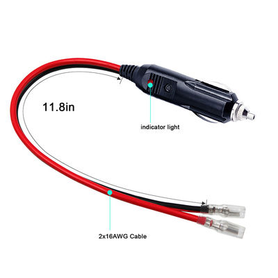 12V Car Lighter Plug to Faston 850 Terminal Connector Cable for Power Supply DIY Applications