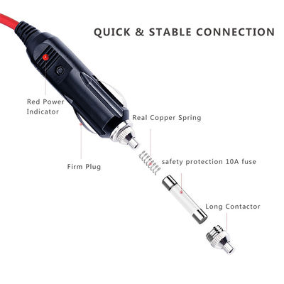 12V Car Cigarette Lighter Plug to DC Connector Power Cable for Dash Cam Router Cooler and DIY Devices