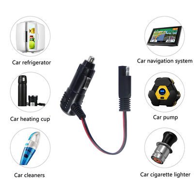 12V Cigarette Lighter Plug with Switch to SAE Connector Power Cable for Solar Panel Battery Charger and Motorcycle Use