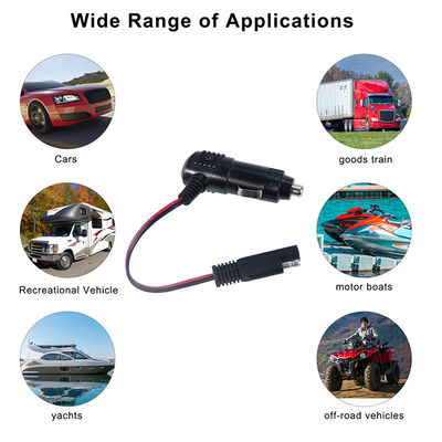 12V Cigarette Lighter Plug with Switch to SAE Connector Power Cable for Solar Panel Battery Charger and Motorcycle Use
